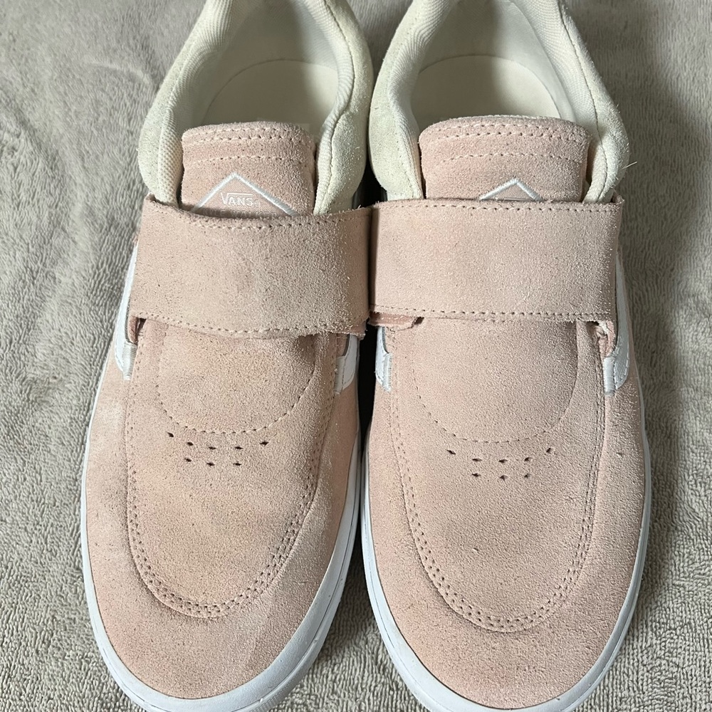 Pale pink and cream velcro vans